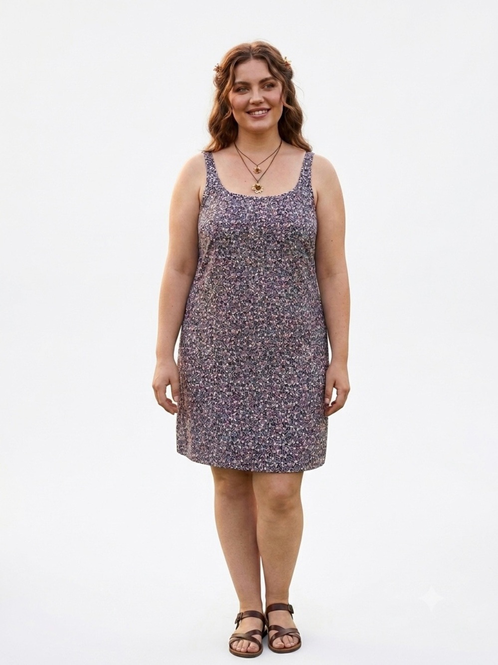 H&M Floral Corduroy 90s-Vibe Boxy Ditsy Floral Shift Tank Dress Size Xlarge